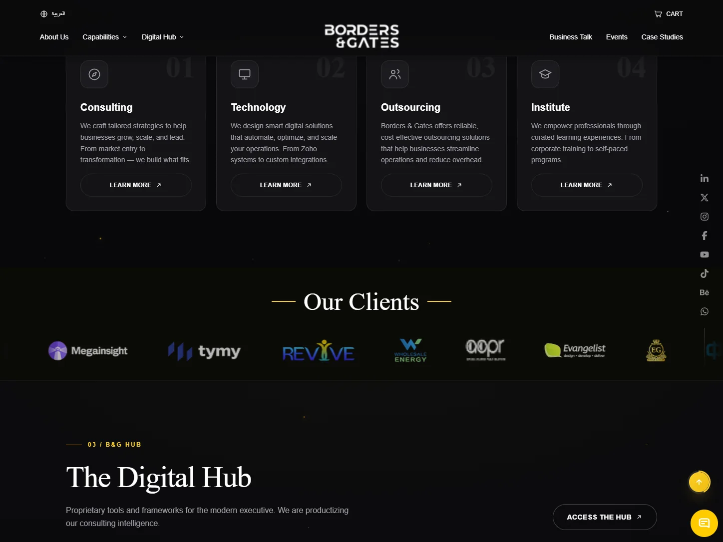 أقسام القدرات والـ Digital Hub في Borders & Gates